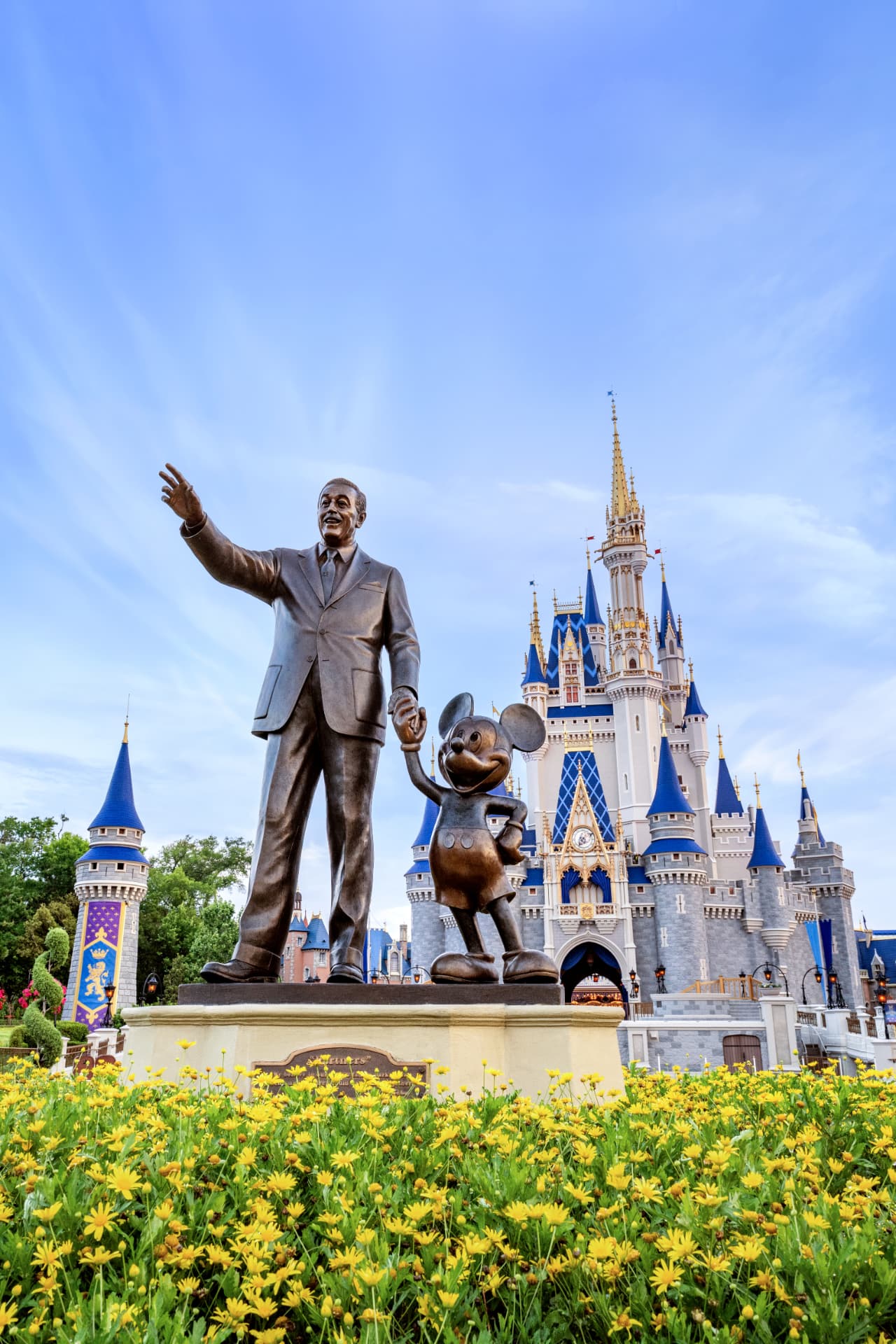 The Partners statue in front of Cinderella Castle at Walt Disney World
