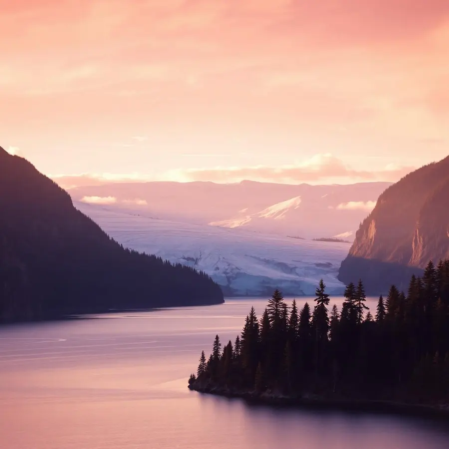 Placeholder photograph: a glacier above a calm Alaskan fjord, replace with your own image