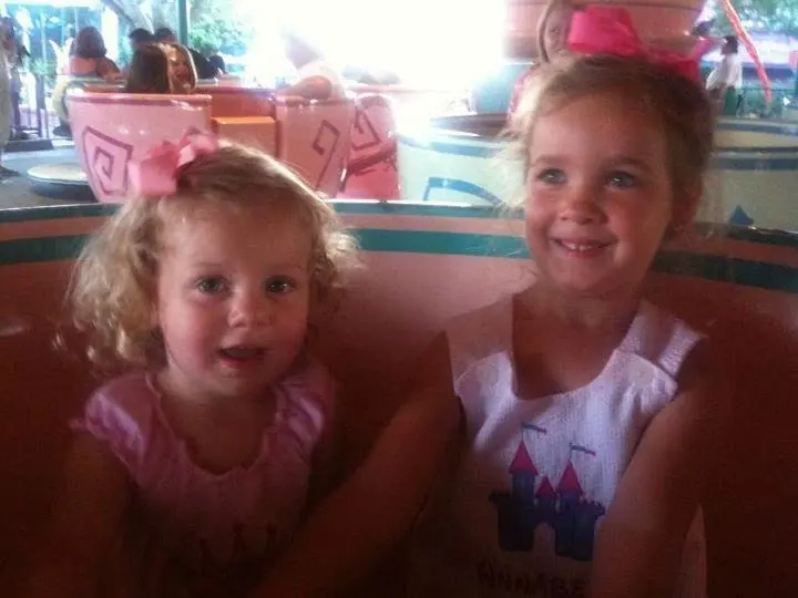 The girls riding the teacups