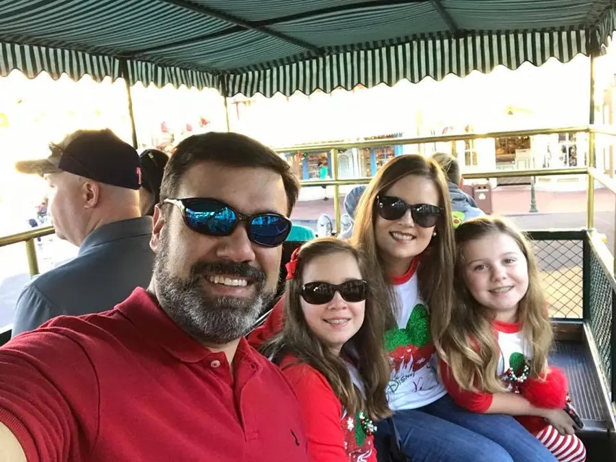 The family at Walt Disney World at Christmas